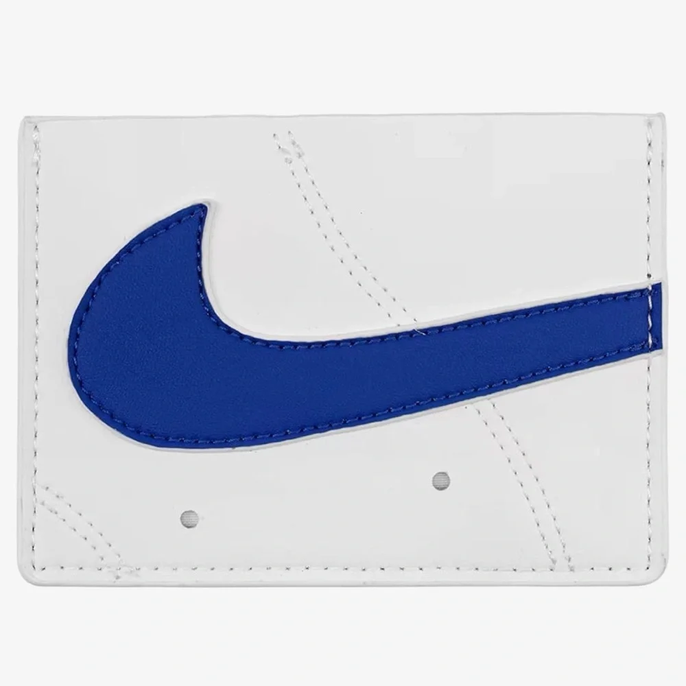 Nike Air Force 1 Unisex Slim Card Wallet White/Blue Leather Icon Swoosh